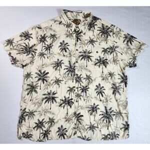 The Foundry Palm Tree Print Button Down Shirt Short Sleeve Mens Size 2XL Brown